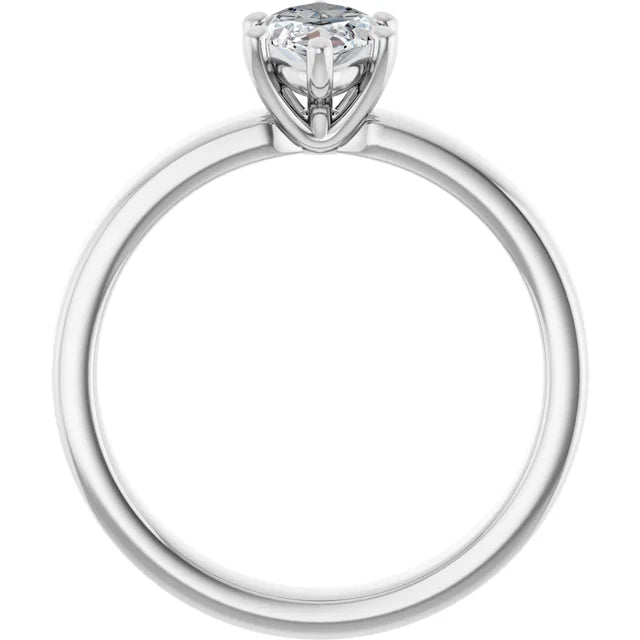 Marquise White Gold Wide Band Solitaire Moissanite Engagement Ring