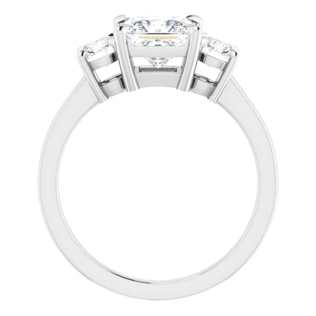 Princess White Gold Tri Stone Moissanite Engagement Ring