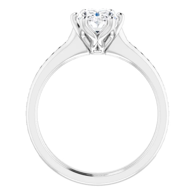 Oval Six Claw Channel Set Style Engagement Ring