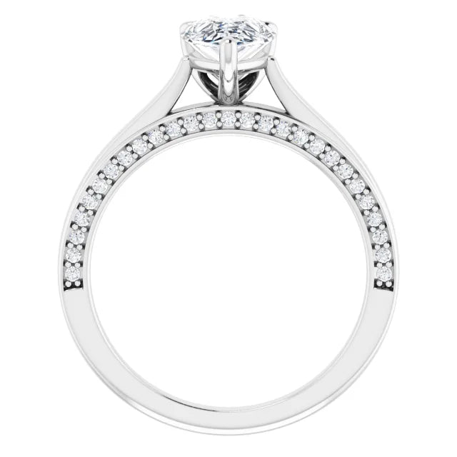 Pear White Gold Solitaire Moissanite Engagement Ring
