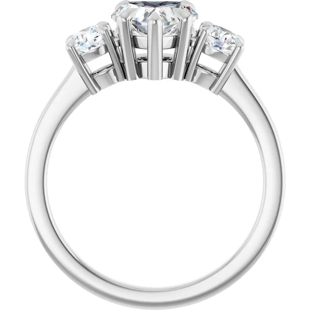 Heart White Gold Tri Stone Moissanite Engagement Ring