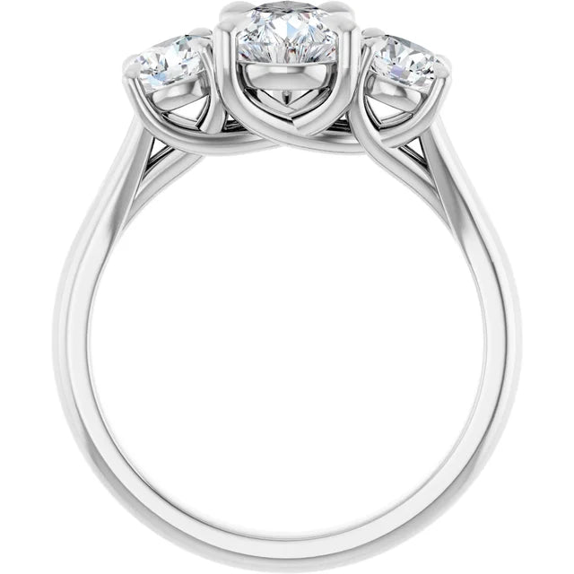 Pear White Gold Tri Stone Moissanite Engagement Ring