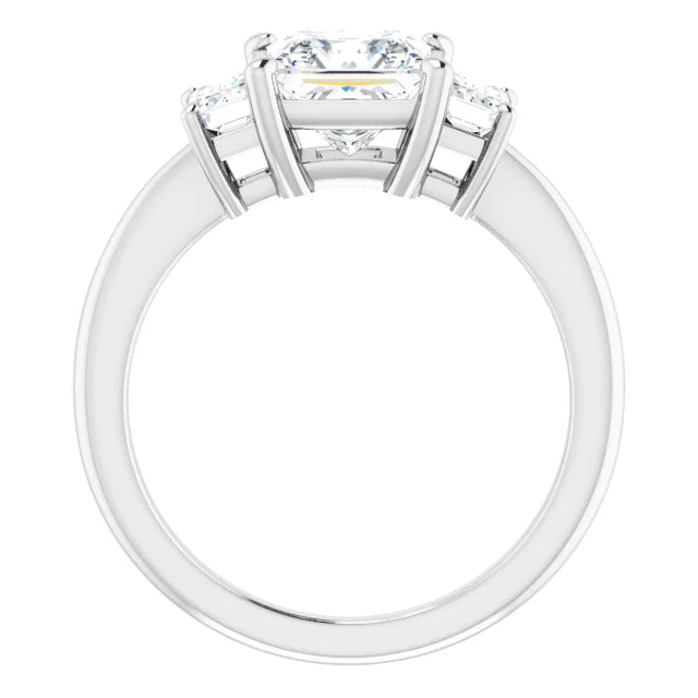 Princess White Gold Tri Stone Moissanite Engagement Ring