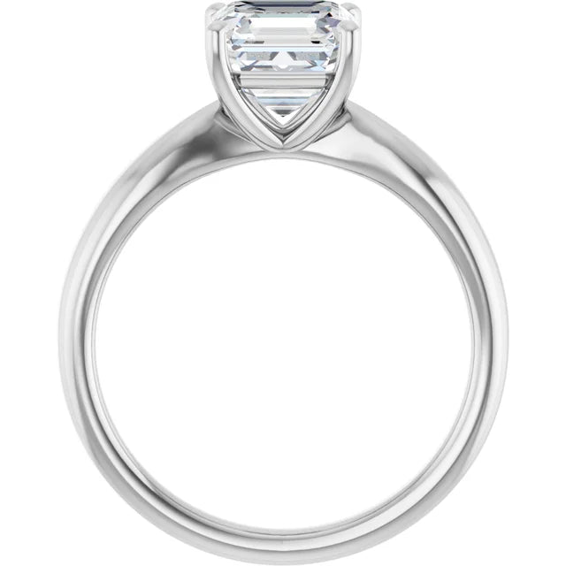 Asscher White Gold Solitaire Moissanite Engagement Ring