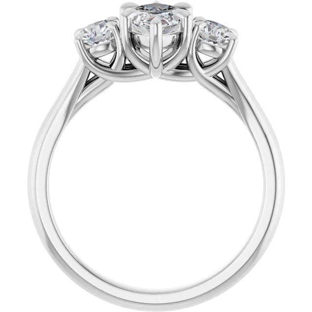 Marquise White Gold Tri Stone Moissanite Engagement Ring