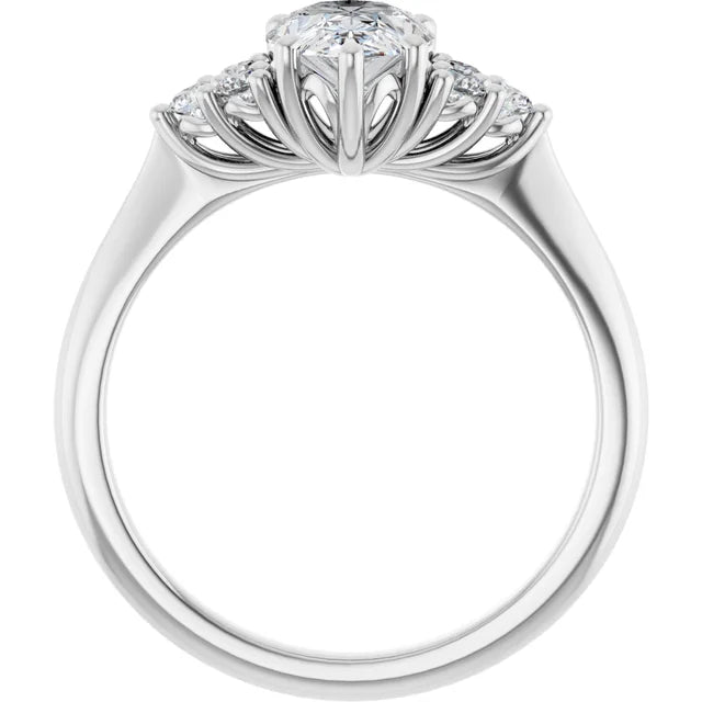 Pear White Gold Accent Style Moissanite Engagement Ring