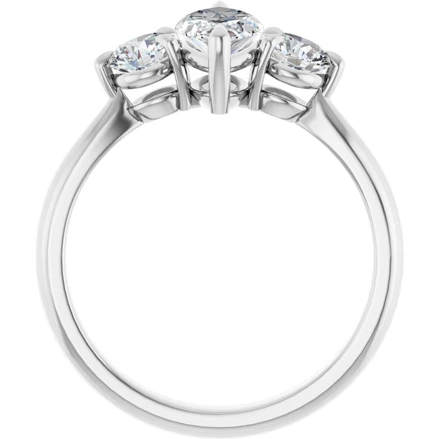 Marquise White Gold Tri Stone Moissanite Engagement Ring