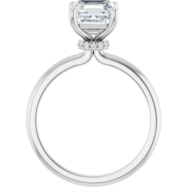 Asscher White Gold Solitaire Moissanite Engagement Ring