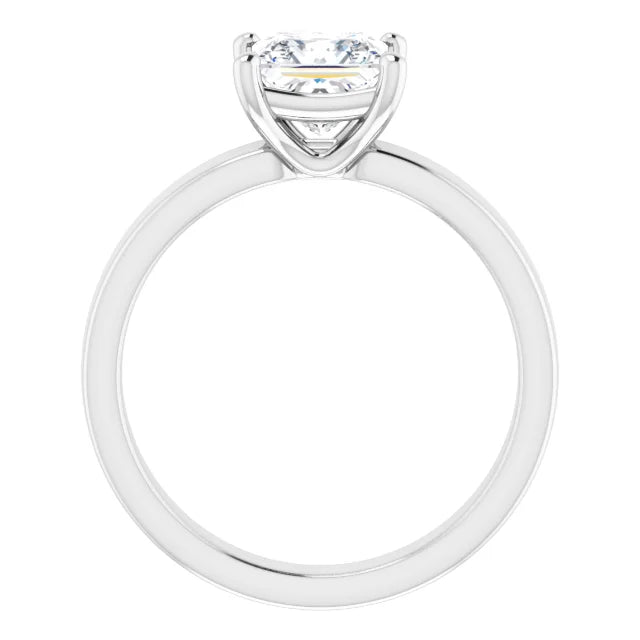 Princess White Gold Wide Band Solitaire Moissanite Engagement Ring