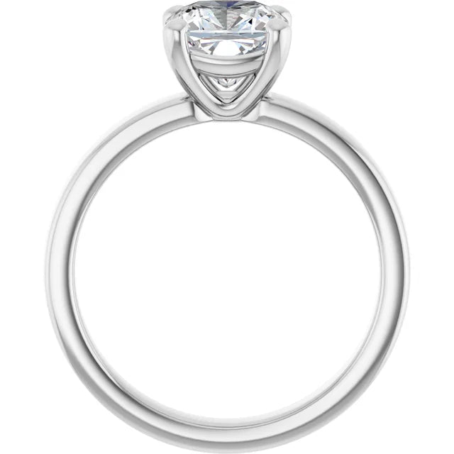 Cushion White Gold Wide Band Solitaire Moissanite Engagement Ring