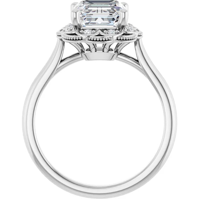 Asscher Antique Inspired Design Engagement Ring