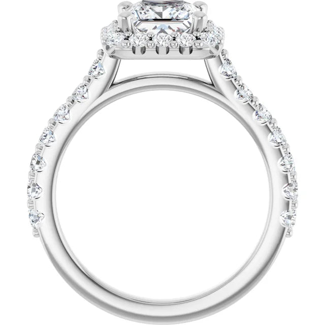 Princess White Gold Halo Moissanite Engagement Ring