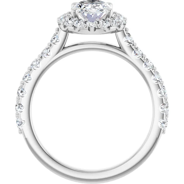 Oval White Gold Halo Moissanite Engagement Ring