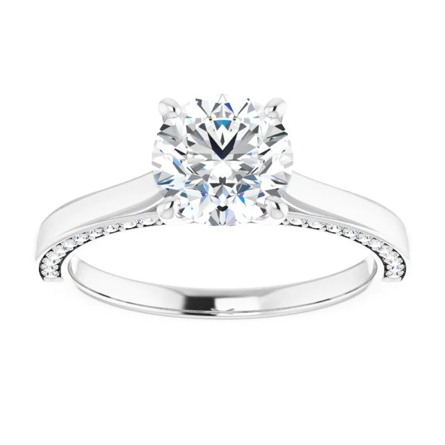 Round Brilliant Solitaire & Hidden Diamond Band Engagement Ring