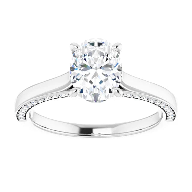 Oval White Gold Solitaire Moissanite Engagement Ring