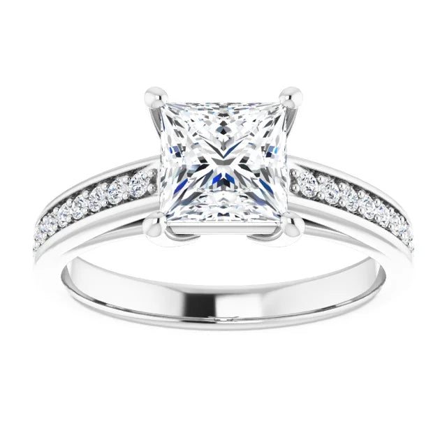 Princess White Gold Claw Set Style Moissanite Engagement Ring