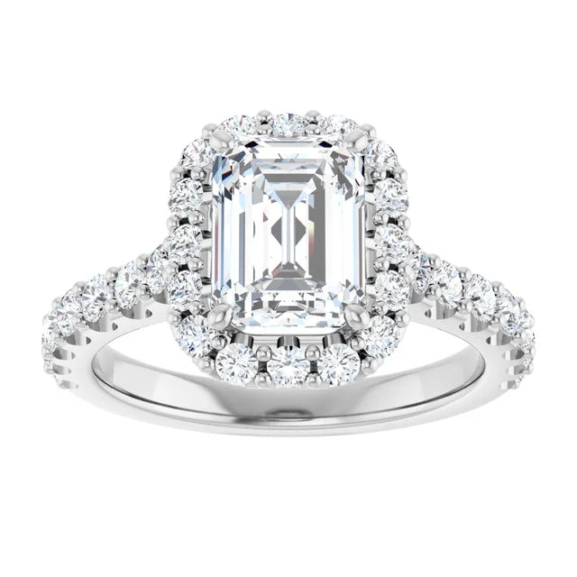 Emerald Halo Style Engagement Ring