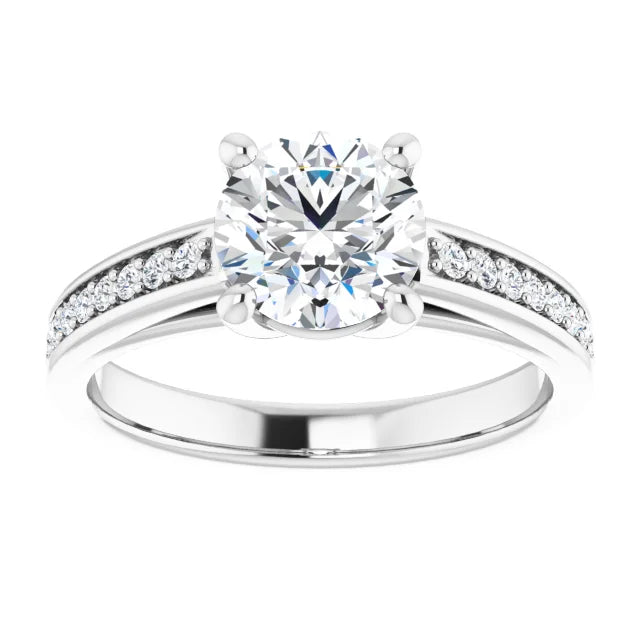 Round Brilliant White Gold Claw Set Style Moissanite Engagement Ring