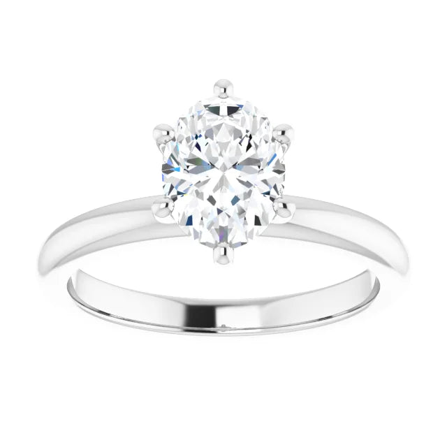 Oval White Gold Solitaire Moissanite Engagement Ring