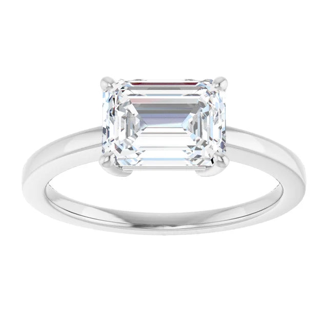 Emerald White Gold Solitaire Moissanite Engagement Ring