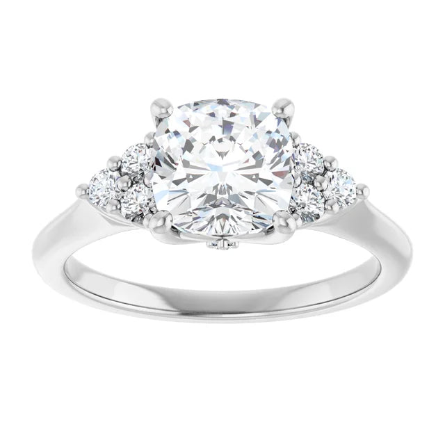 Cushion White Gold Accent Style Moissanite Engagement Ring