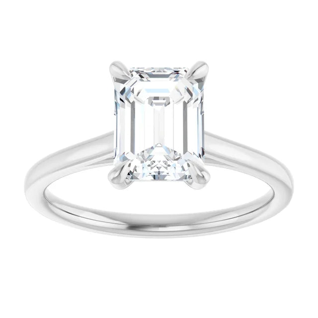 Four Claw Emerald Solitaire Engagement Ring