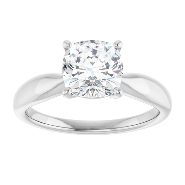 Cushion White Gold Solitaire Moissanite Engagement Ring