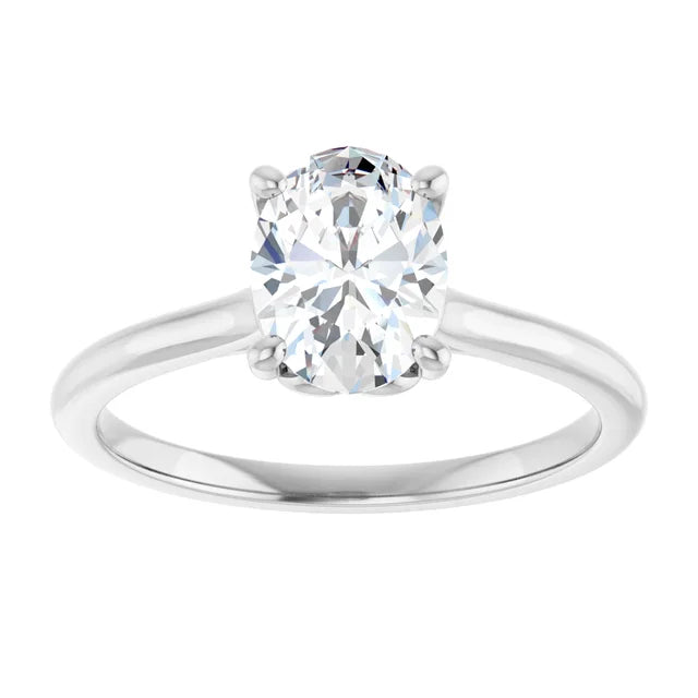 Oval White Gold Four Claw Solitaire Moissanite Engagement Ring