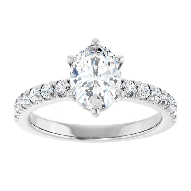 Oval Six Claw Set Style Engagement Ring