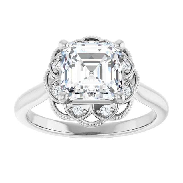 Asscher Antique Inspired Design Engagement Ring