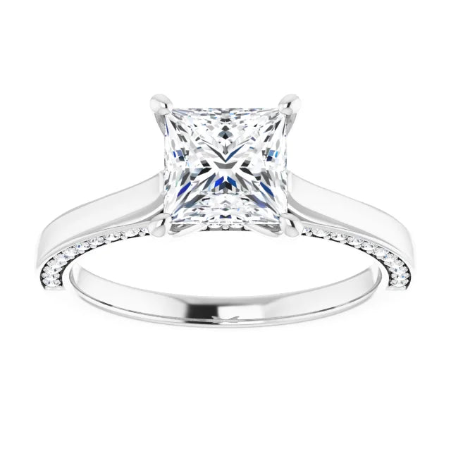 Princess White Gold Solitaire Moissanite Engagement Ring
