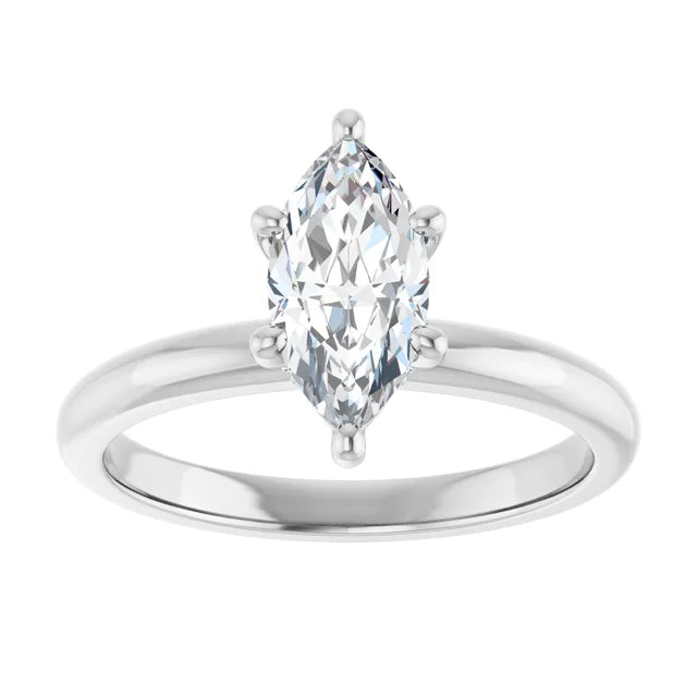 Marquise White Gold Solitaire Moissanite Engagement Ring