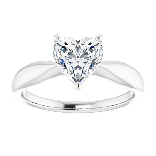 Heart White Gold Solitaire Moissanite Engagement Ring