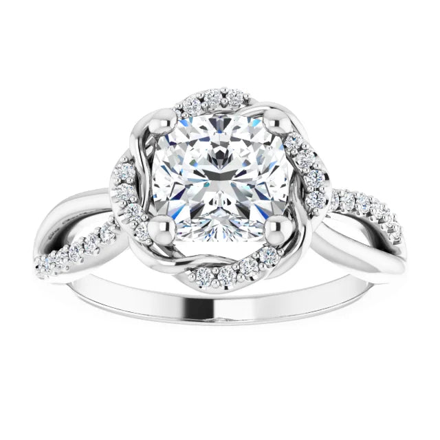 Cushion Antique Inspired Design Engagement Ring