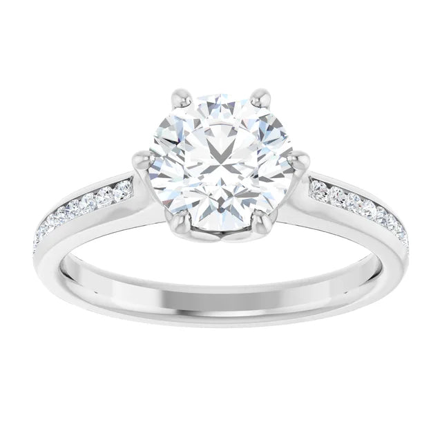 Round Brilliant Six Claw Channel Set Style Engagement Ring