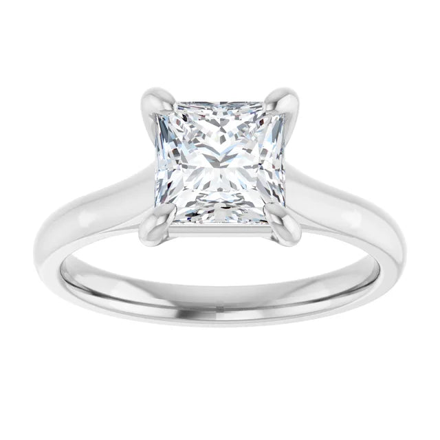 Four Claw Princess Solitaire Engagement Ring