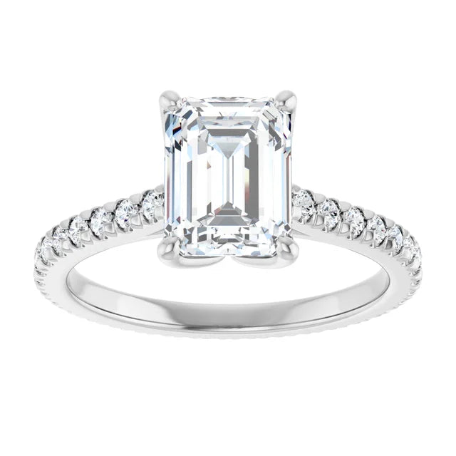 Emerald Claw Set Eternity Style Engagement Ring