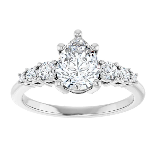 Pear Multi Stone Accent Style Engagement Ring