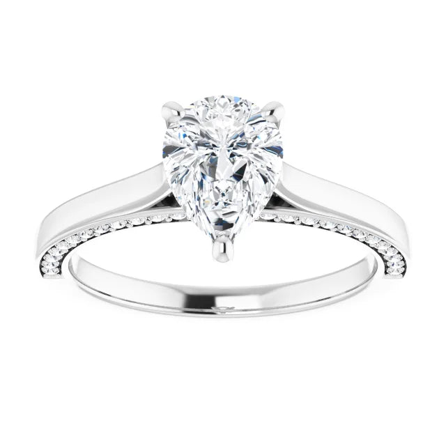 Pear White Gold Solitaire Moissanite Engagement Ring