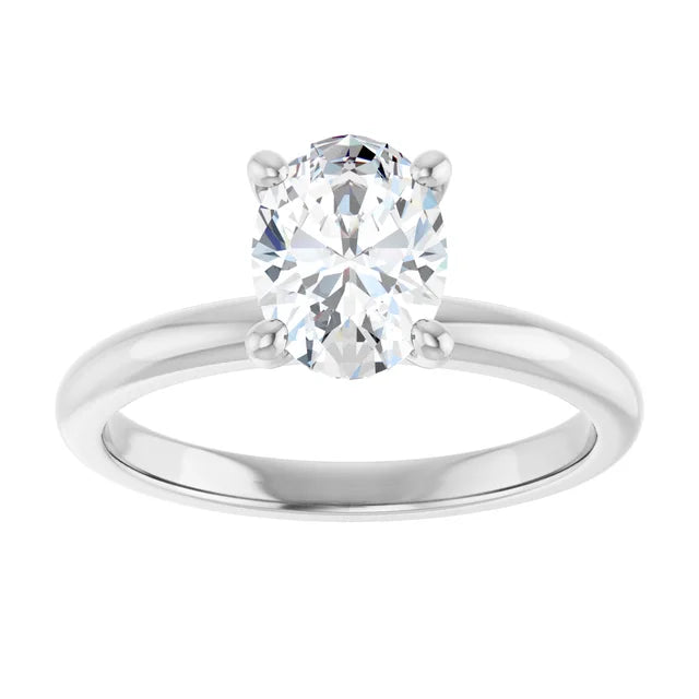 Oval Low Hidden Halo Solitaire Engagement Ring