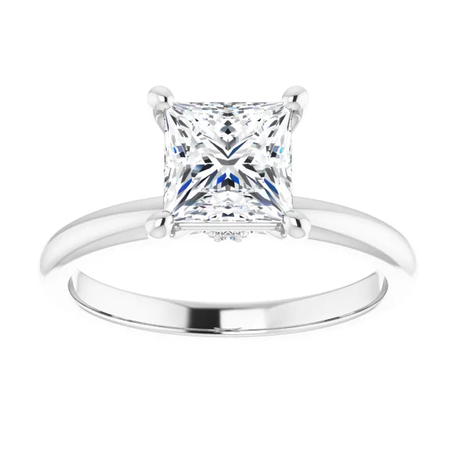 Princess White Gold Solitaire Moissanite Engagement Ring