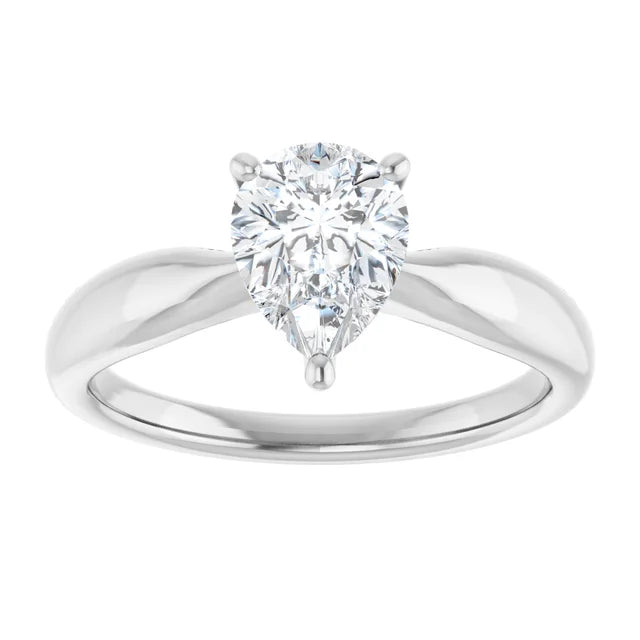 Pear White Gold Solitaire Moissanite Engagement Ring