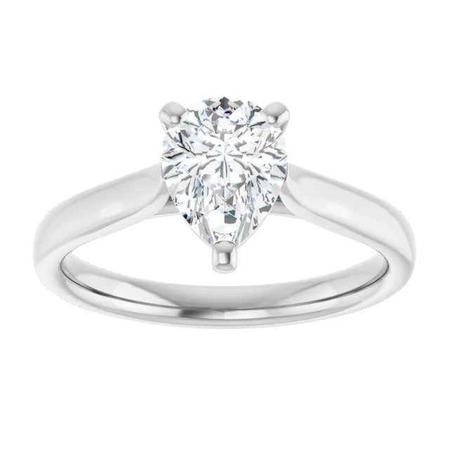 Three Claw Pear Solitaire Engagement Ring