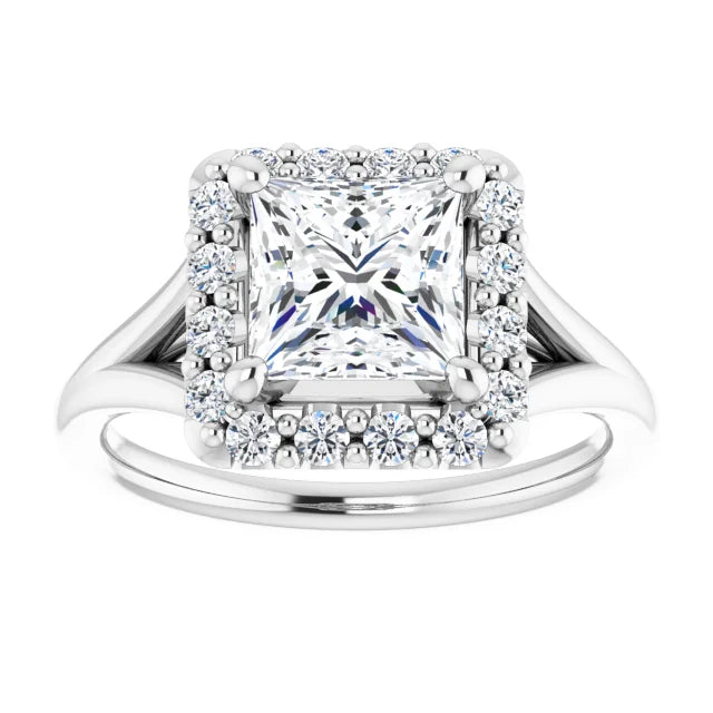 Princess Halo Style Engagement Ring