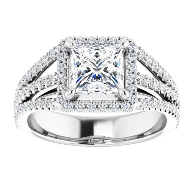 Princess Halo Style Engagement Ring
