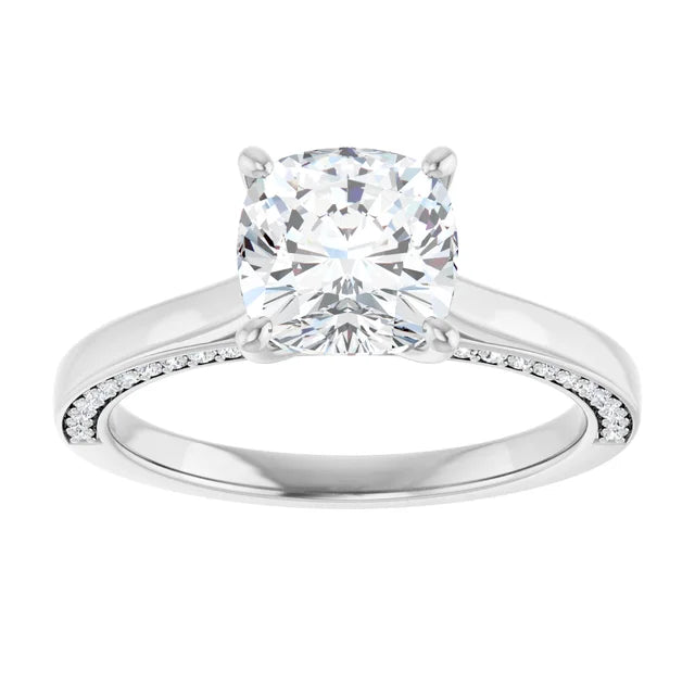 Cushion White Gold Solitaire Moissanite Engagement Ring