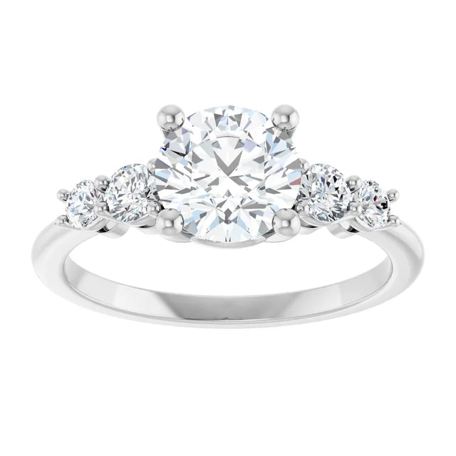 Round Brilliant Multi Stone Accent Style Engagement Ring