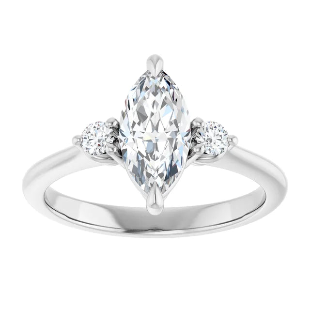 Marquise White Gold Accent Moissanite Engagement Ring