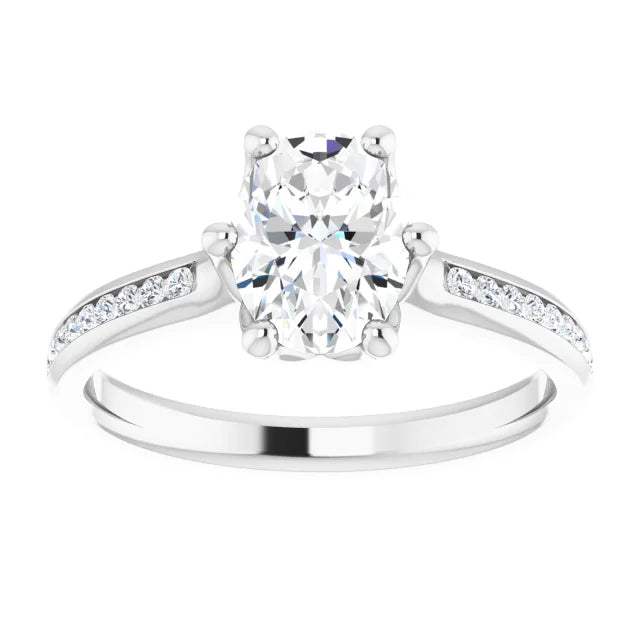 Oval Six Claw Channel Set Style Engagement Ring