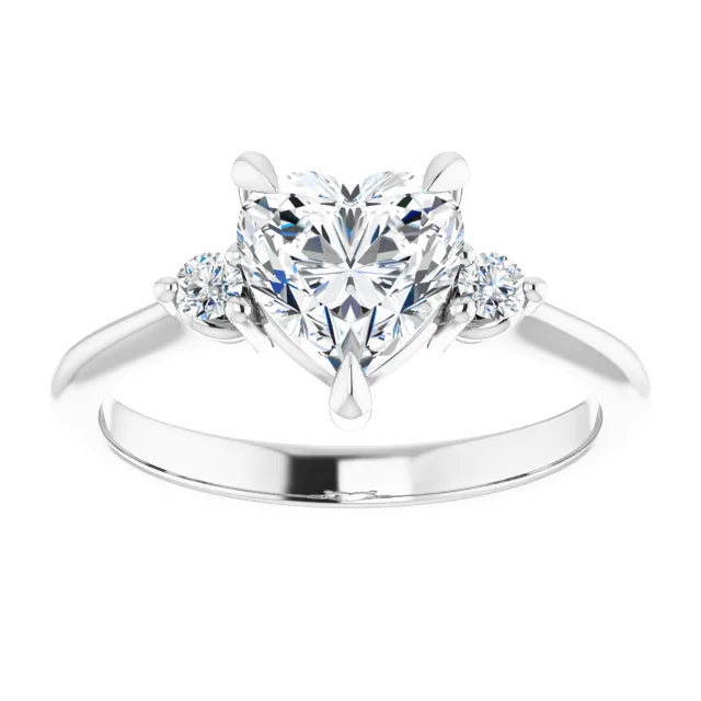 Heart White Gold Accent Moissanite Engagement Ring